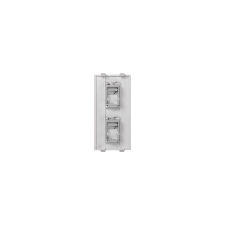 Placa Plana de Voz y Datos con Guardapolvo para 2 RJ45 / Color Blanco / 2 Puertos para Jacks Keystone / Compatible con