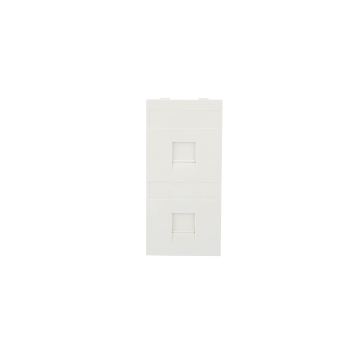 Placa Plana de Voz y Datos con Guardapolvo para 2 RJ45 / Color Blanco / 2 Puertos para Jacks Keystone / Compatible con