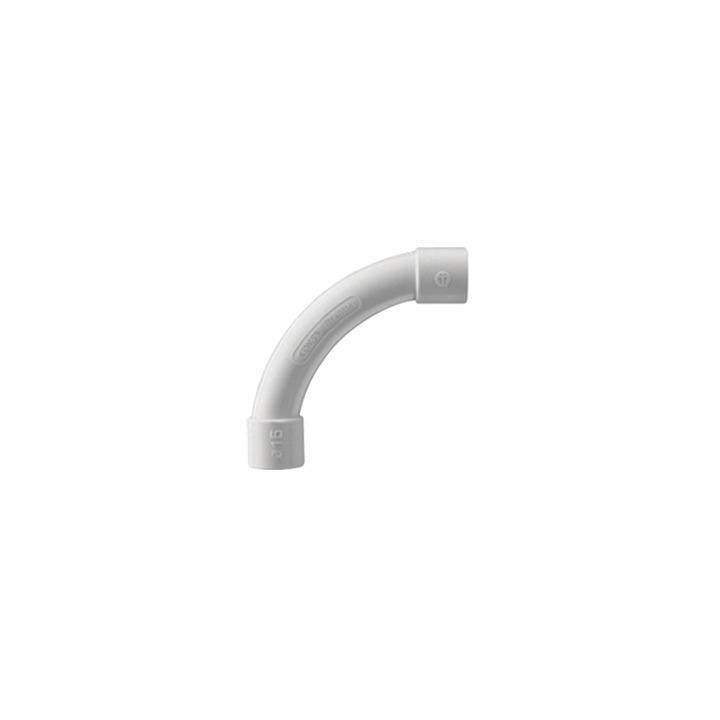 Curva de radio estrecho para tubería rígida, recomendado para cables de datos, PVC Auto-extinguible, de 16 mm