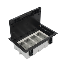 Caja Para Instalación en Piso Falso para Voz, Datos o Contactos Eléctricos / Capacidad para 4 Módulos / Espacio