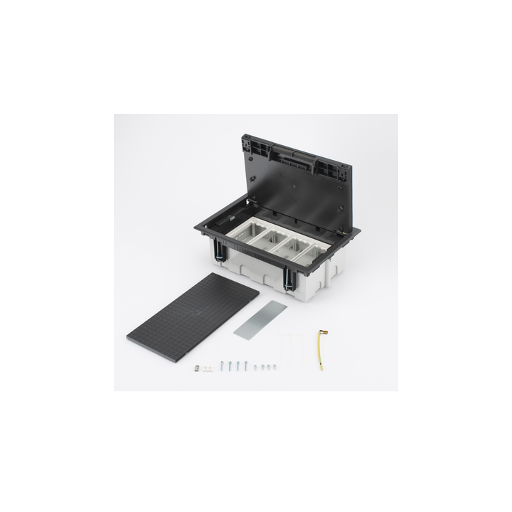 Caja Para Instalación en Piso Falso para Voz, Datos o Contactos Eléctricos / Capacidad para 4 Módulos / Espacio