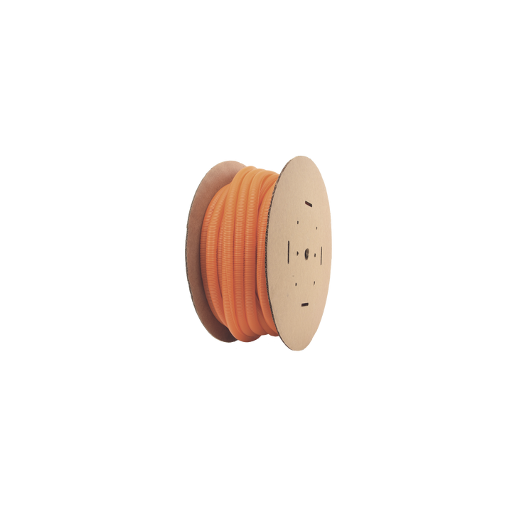 Tubo Corrugado Abierto para Protección de Cables, 1in (25.4 mm) de Diámetro, 30.5 m de Largo, Color Naranja