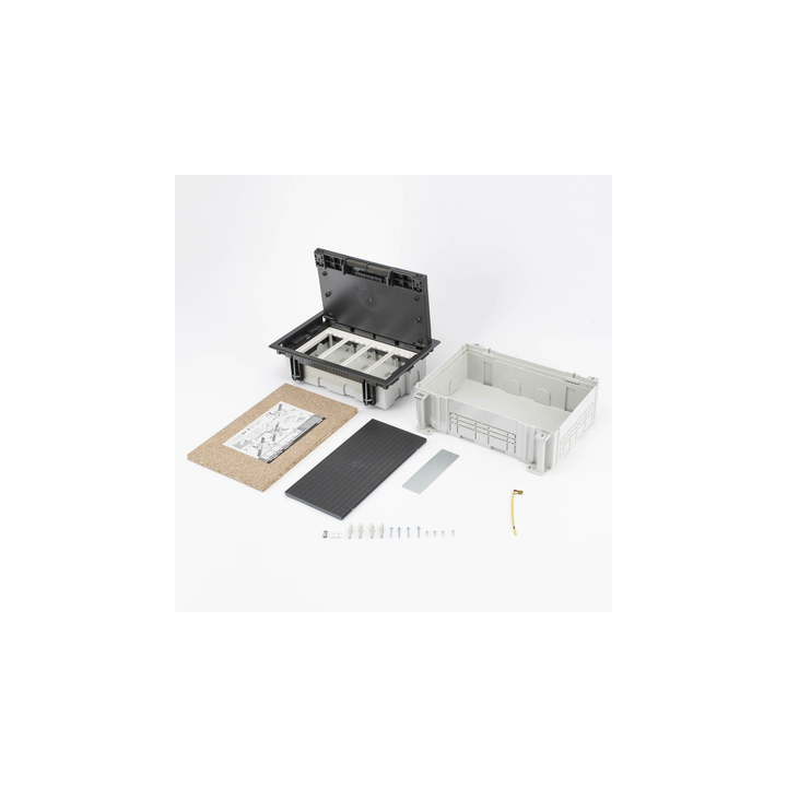 Caja Para Instalación en Pavimento para Voz, Datos o Contactos Eléctricos / Capacidad para 4 Módulos / Espacio