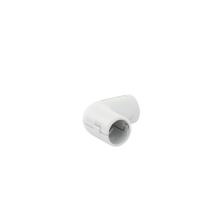 Unión en "L" (Codo) para tubería rígida, recomendado para cable eléctrico, PVC Auto-extinguible, de 16 mm