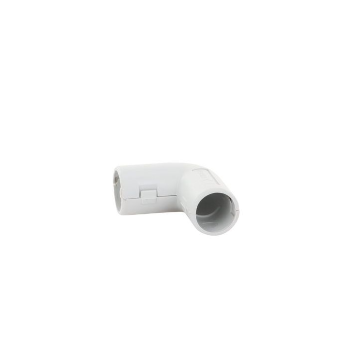 Unión en "L" (Codo) para tubería rígida, recomendado para cable eléctrico, PVC Auto-extinguible, de 16 mm