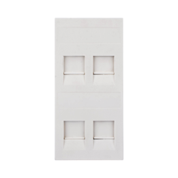 Placa Plana de Voz y Datos con Guardapolvo para 4 RJ45 / Color Blanco / 4 Puertos para Jacks Keystone / Compatible con