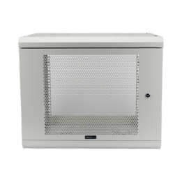 Gabinete de Pared de 9U con Puerta Perforada 455 mm de Profundidad, Rack de 19'', Acero Reforzado Color Gris Mate