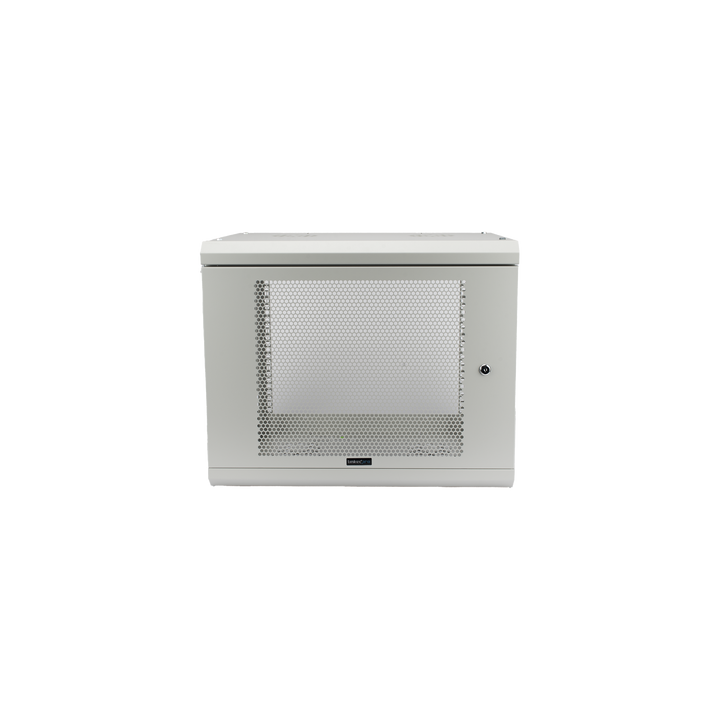 Gabinete de Pared de 9U con Puerta Perforada 455 mm de Profundidad, Rack de 19'', Acero Reforzado Color Gris Mate