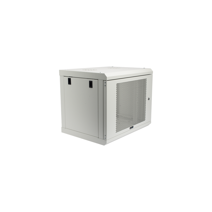Gabinete de Pared de 9U con Puerta Perforada 455 mm de Profundidad, Rack de 19'', Acero Reforzado Color Gris Mate