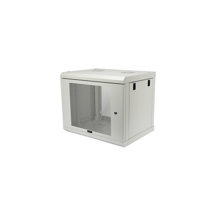 Gabinete de Pared de 9U con Puerta Perforada 455 mm de Profundidad, Rack de 19'', Acero Reforzado Color Gris Mate