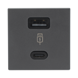 Módulo Doble USB Tipo A+C / Carga Rápida 30W / Color Grafito / Compatible con Torres y Cajas Simon / Modelo: