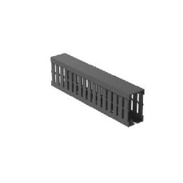 Canaleta Ranurada de PVC con Tapa, Tipo F, 32 mm de Ancho, 53.8 mm de Alto y 2 m de Largo, Color Gris