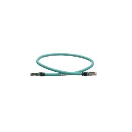 Patch Cord Cat5e de Grado Industrial 600V, Blindado SF/UTP, Calibre 24 AWG, Color Aqua, 60 cm (23.62 pulgadas).