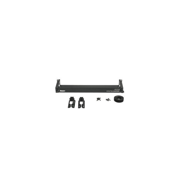 Organizador de Cables Frontal, para Panel de Fibra Óptica HD Flex, de 1 UR, Color Negro