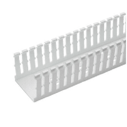 Canaleta Ranurada de PVC Sin Tapa, Tipo F, 57.2 mm de Ancho, 104.1 mm de Alto y 1.8 m de Largo, Color Blanco