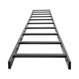 Escalera Tubular de 1.5" de Peralte y 12" de Ancho y 3.05 Metros de Largo, Pintura Epóxica Color Negro, Ideal Para