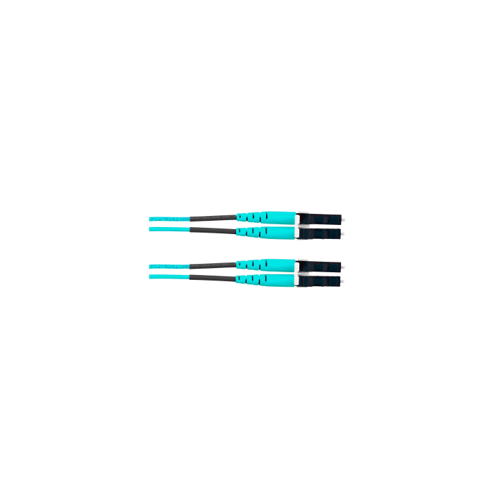 Jumper de Fibra Optica Multimodo 50/125 OM4, LC-LC Duplex, OFNR (Riser), Color Aqua, 30 Metros (98.43 Pies)