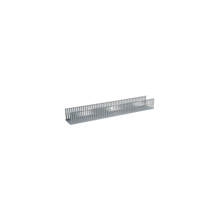 Canaleta Ranurada de PVC con Tapa, Tipo F, 82.6 mm de Ancho, 79.2 mm de Alto y 2 m de Largo, Color Gris