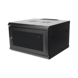 Gabinete de Pared PRECISION 19'' 6UR (455mm) - Puerta Perforada Incluye: 2 Ventiladores y Panel Cepillo
