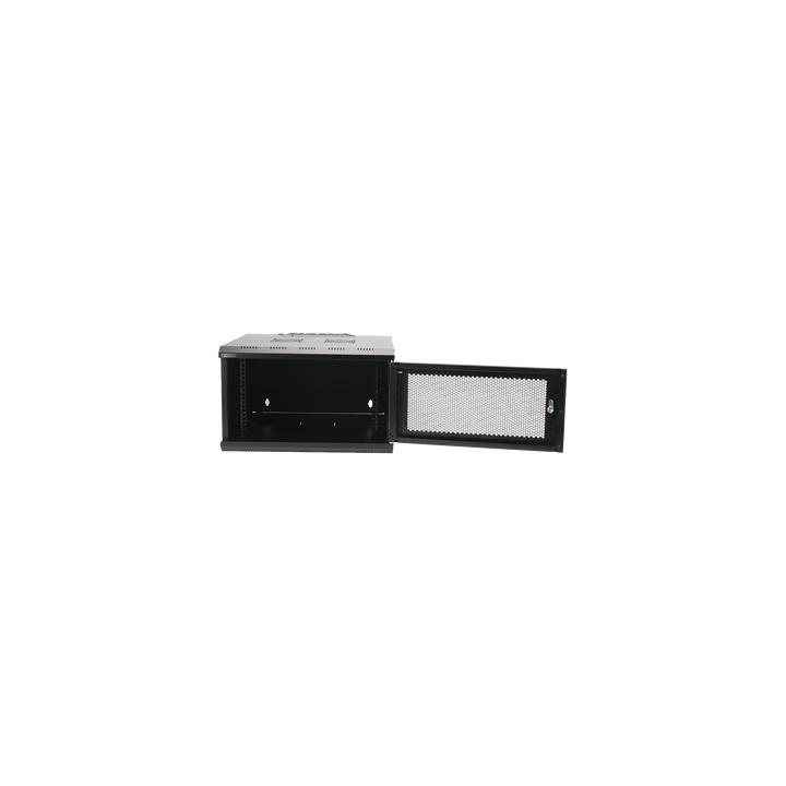 Gabinete de Pared PRECISION 19'' 6UR (455mm) - Puerta Perforada Incluye: 2 Ventiladores y Panel Cepillo