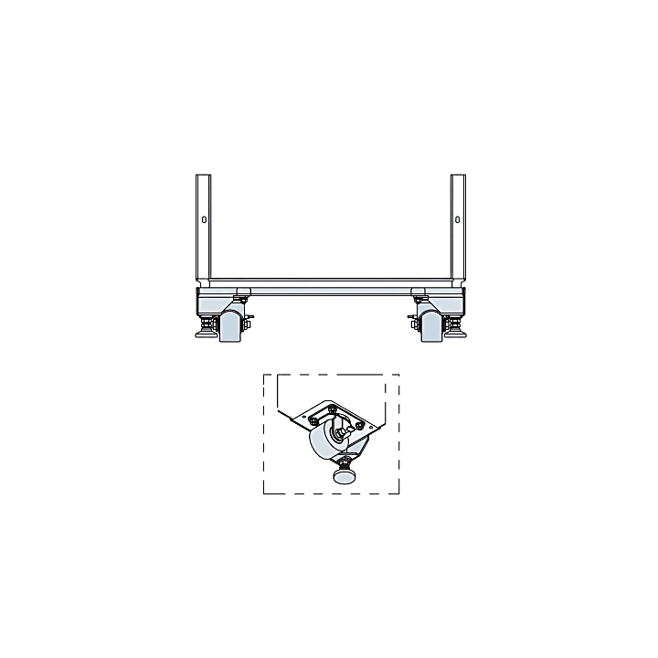Kit de 4 Ruedas y Niveladores Para Gabinete Proline S1 Trabajo Ligero 900 lb / Material Compuesto Negro / Movilidad