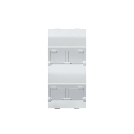 (S80CMD64/9) Placa Voz y Datos Inclinada con Guardapolvo y Adaptador Cuádruple para RJ45 Keystone