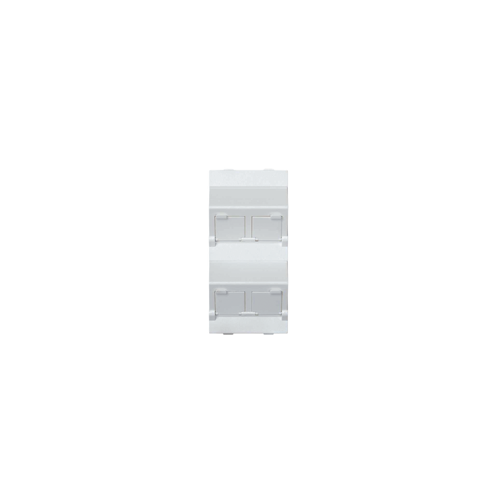 (S80CMD64/9) Placa Voz y Datos Inclinada con Guardapolvo y Adaptador Cuádruple para RJ45 Keystone