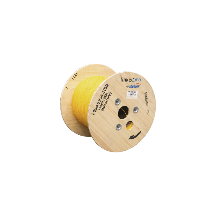 Fibra Óptica Multimodo OM4, 2 mm, Simplex, Tight Buffer, 900 micras, Color Amarillo