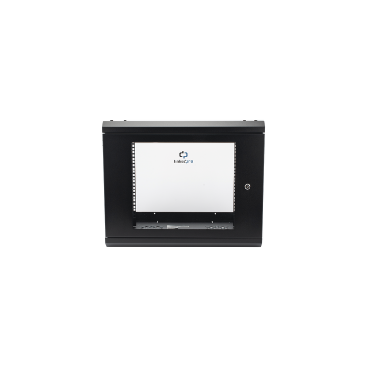 Gabinete de Pared con Puerta de Cristal Templado, 455 mm de Profundidad, 9U Rack de 19'', Acero Reforzado