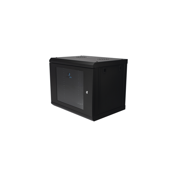 Gabinete de Pared con Puerta de Cristal Templado, 455 mm de Profundidad, 9U Rack de 19'', Acero Reforzado