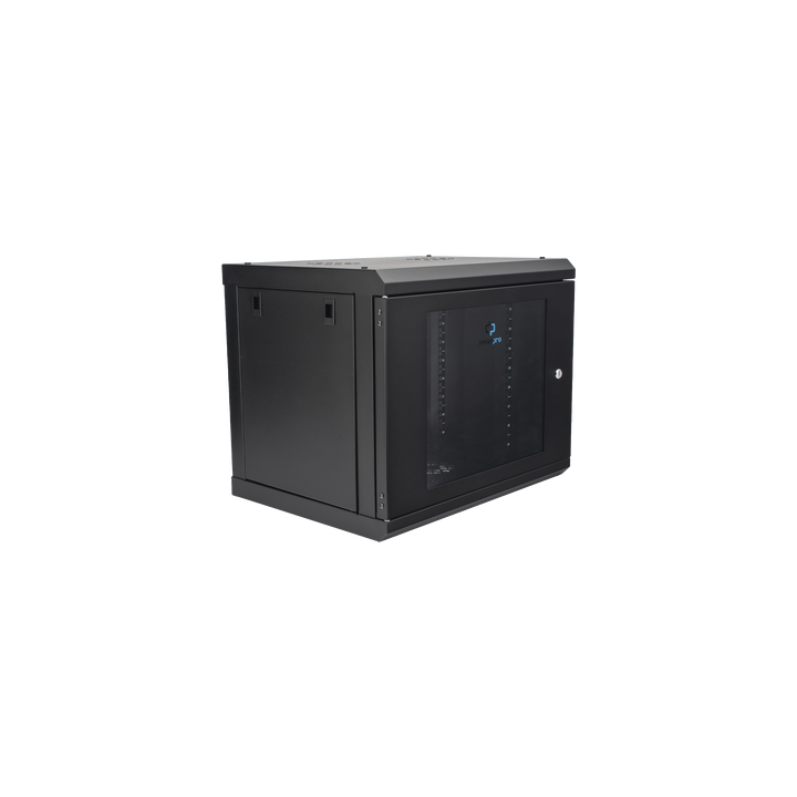 Gabinete de Pared con Puerta de Cristal Templado, 455 mm de Profundidad, 9U Rack de 19'', Acero Reforzado