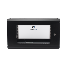 Gabinete de Pared con Puerta de Cristal Templado, 455mm de Profundidad, 6U Rack de 19'', Acero Reforzado