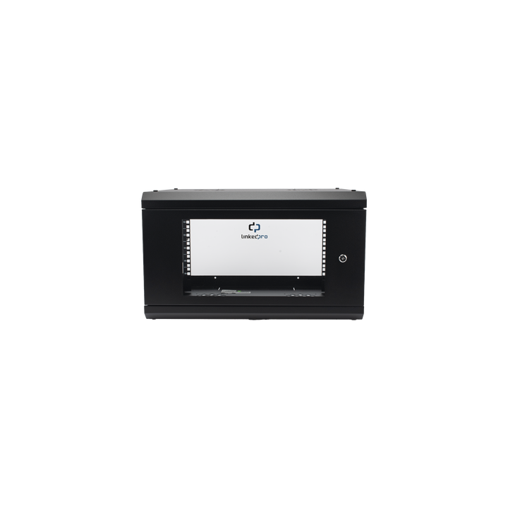 Gabinete de Pared con Puerta de Cristal Templado, 455mm de Profundidad, 6U Rack de 19'', Acero Reforzado