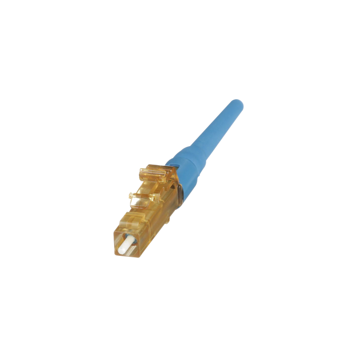 Conector de Fibra Óptica LC Simplex OptiCam, Monomodo 9/125 OS2, Pre-pulido, Color Azul