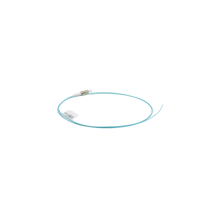 Pigtail de Fibra Óptica LC Simplex, Multimodo OM4 XGLO 50/125, OFNR, Color Aqua, 1 Metro (3.28 Pies)