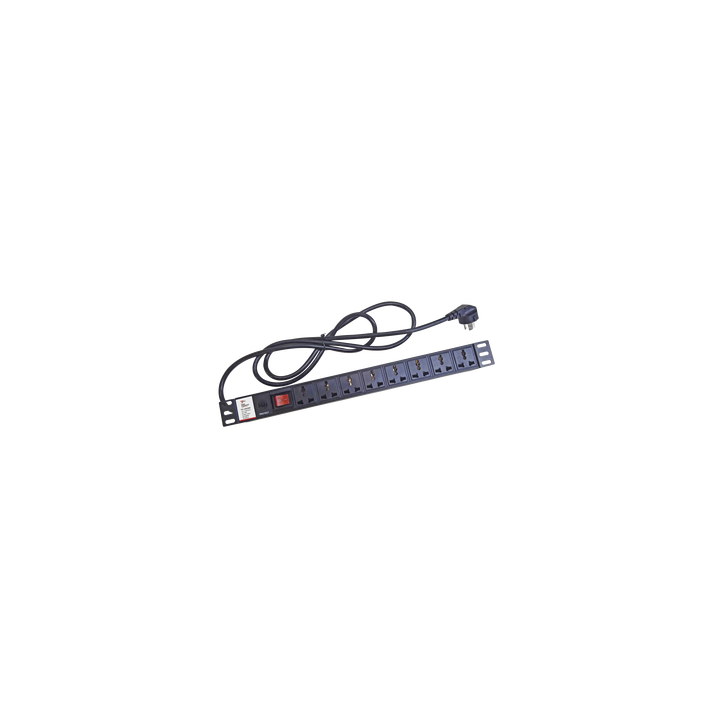 Protector de 120 Vca con 8 contactos de alimentación en color negro para aplicaciones en Rack