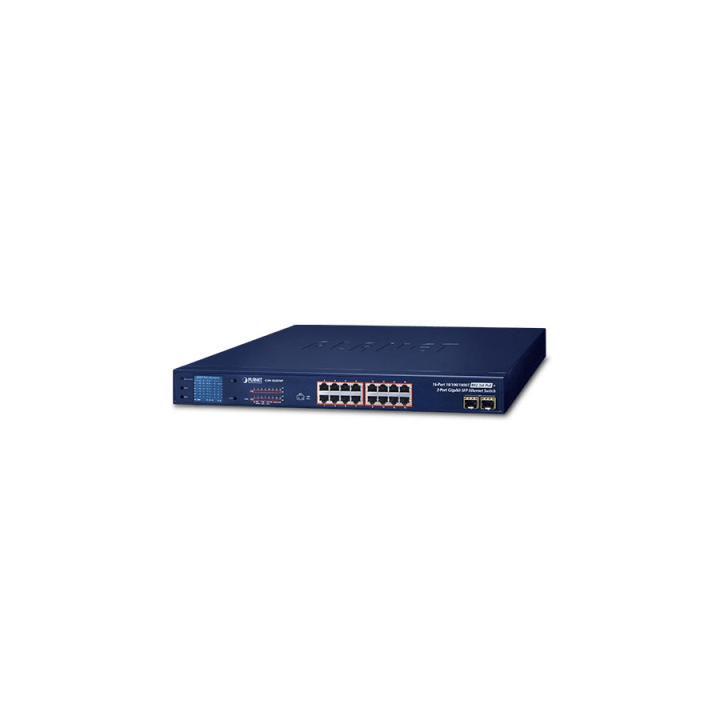 Switch No Administrable PoE+ Extender, Aislamiento VLAN de 16 Puertos Gigabit +, 2 Combo TP/SFP y Pantalla