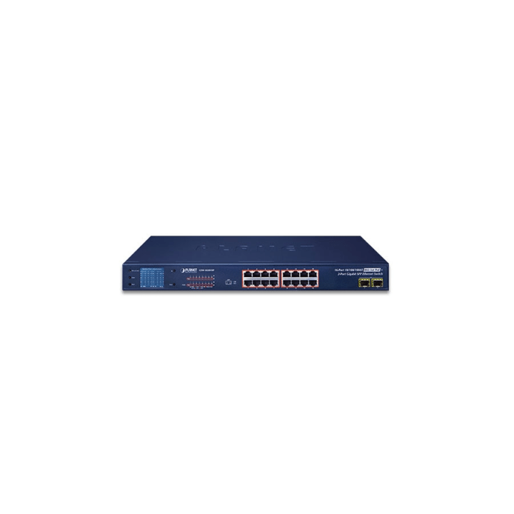 Switch No Administrable PoE+ Extender, Aislamiento VLAN de 16 Puertos Gigabit +, 2 Combo TP/SFP y Pantalla