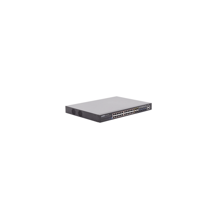Switch Administrable Stacking Capa 3, 24 Puertos PoE 802.3af/at 10/100/1000T, Hasta 370 W,  4 Puertos 10G SFP+