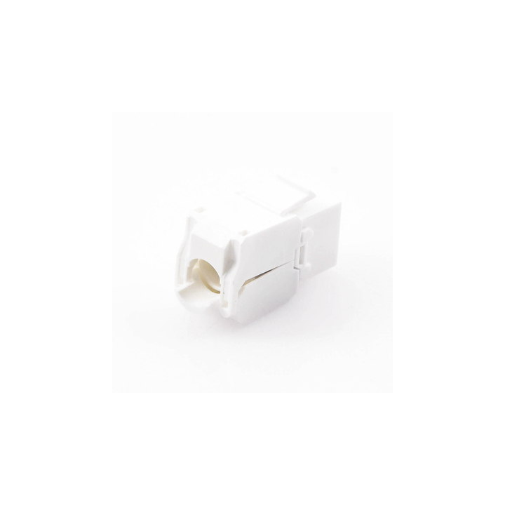 Módulo Jack Keystone Cat6A (Toolless), con Terminación en Ángulo 180 Grados Color Blanco, Compatible con Faceplate y