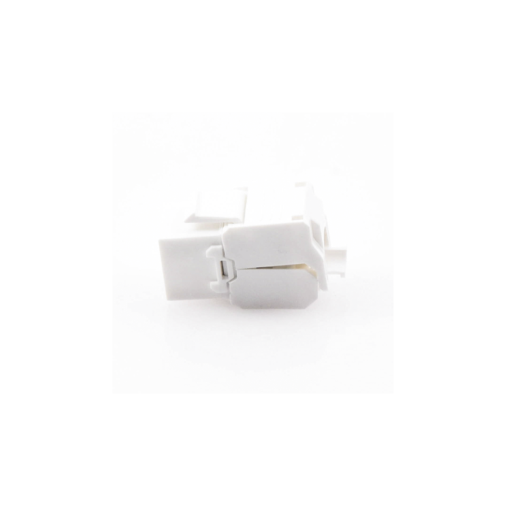 Módulo Jack Keystone Cat6A (Toolless), con Terminación en Ángulo 180 Grados Color Blanco, Compatible con Faceplate y