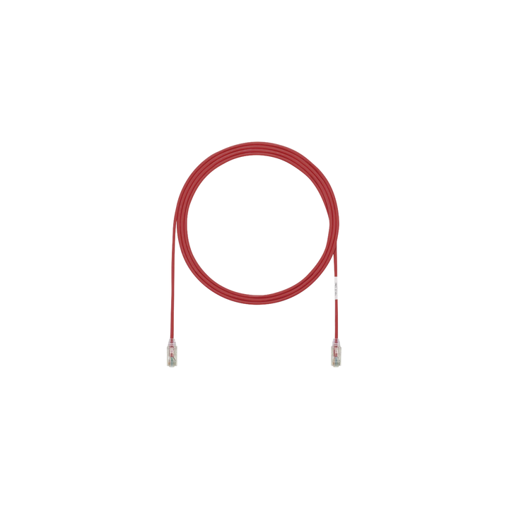Cable de Parcheo TX6, UTP Cat6, Diámetro Reducido (28AWG), Color Rojo, 0.3 Metros (1 Pie)