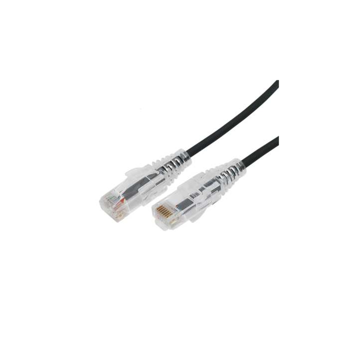 Cable de Parcheo Slim UTP Cat6A - 2 Metros (6.56 Pies) Negro, Diámetro Reducido (28 AWG)