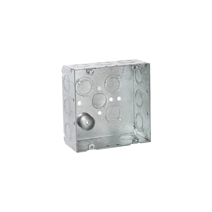 Caja Cuadrada 4 11/16 x 4 11/16"/ Profundidad de 2- 1/8"/ Cuenta 1 Entrada de 1/2" y 15 TKO  (1/2"-3/4").