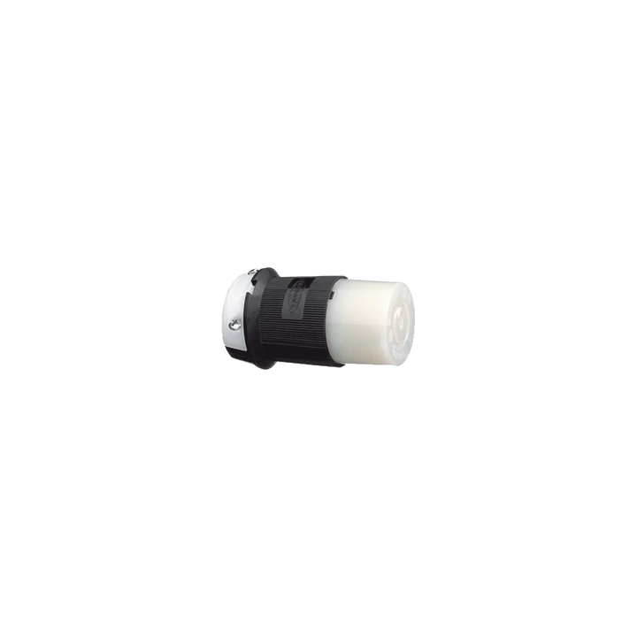 Conector Industrial con Bloqueo de Media Vuelta / 20 A 125 V CA / 2 Polos 3 Hilos / Nema L5-20R / Color Blanco y Negro.