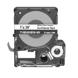 Casete MP, Cinta Continua, Pol., 1 W x 30 L, Blanco/Negro