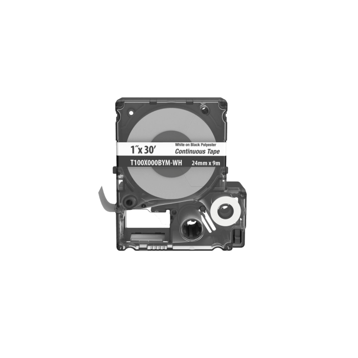 Casete MP, Cinta Continua, Pol., 1 W x 30 L, Blanco/Negro