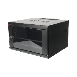 Gabinete de Pared PRECISION 19 in 6UR (455mm) - Cristal Templado. Incluye: 2 Ventiladores y Panel Cepillo