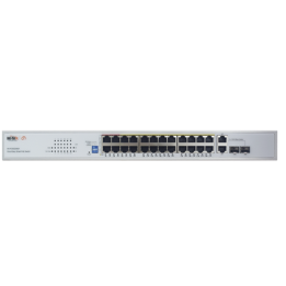 Switch PoE (802.3af/at/bt) / No administrable de largo alcance / Hasta 250m / Con 24 x 10/100Mbps + 2 x SFP Gigabit
