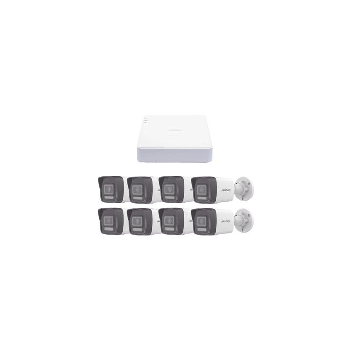 Kit IP 1080p (2 Megapixel) / NVR de 8 Canales con 8 Puertos PoE / 8 Cámaras IP Bala ColorVu Lite y ACUSENSE Lite /